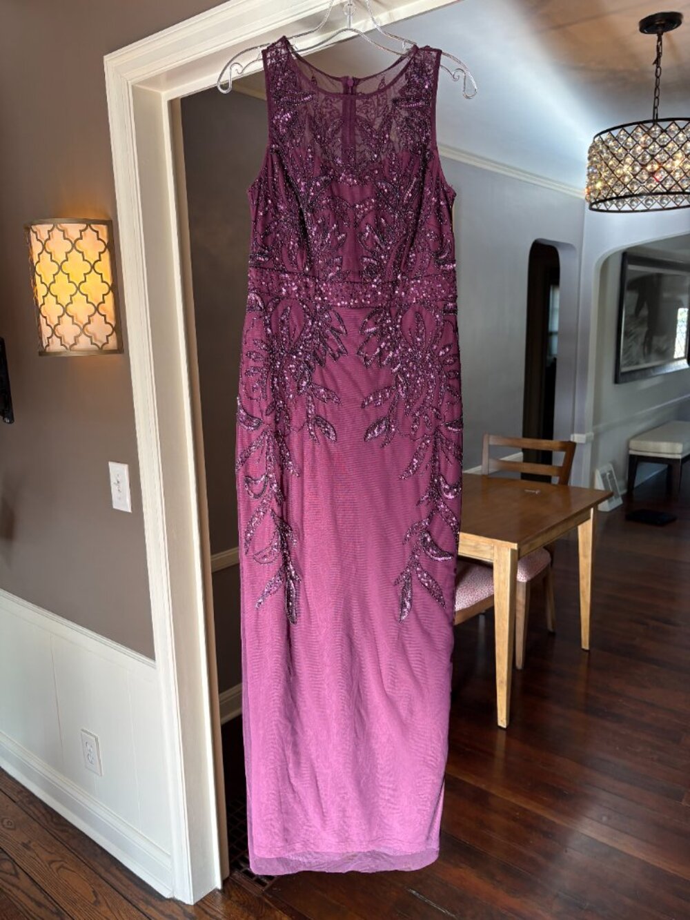NWT Papell Studio by Adrianna Papell Burgundy Beaded Gown. Size 8